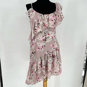 Parker Floral Asymmetrical Ruffled Sleeveless‎ Dress Pink Women’s Size XS